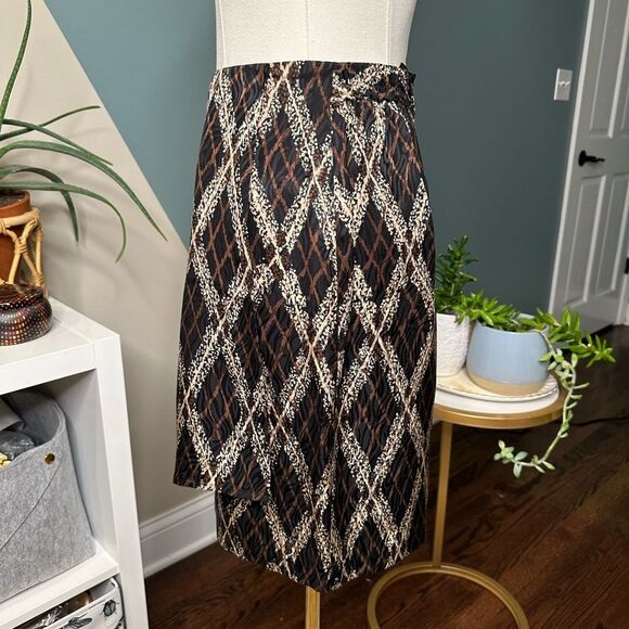 Vintage 90s Jacqueline Ferrar 100% Silk Skirt Abstract Print Petite Size 2 Lined - Picture 5 of 14